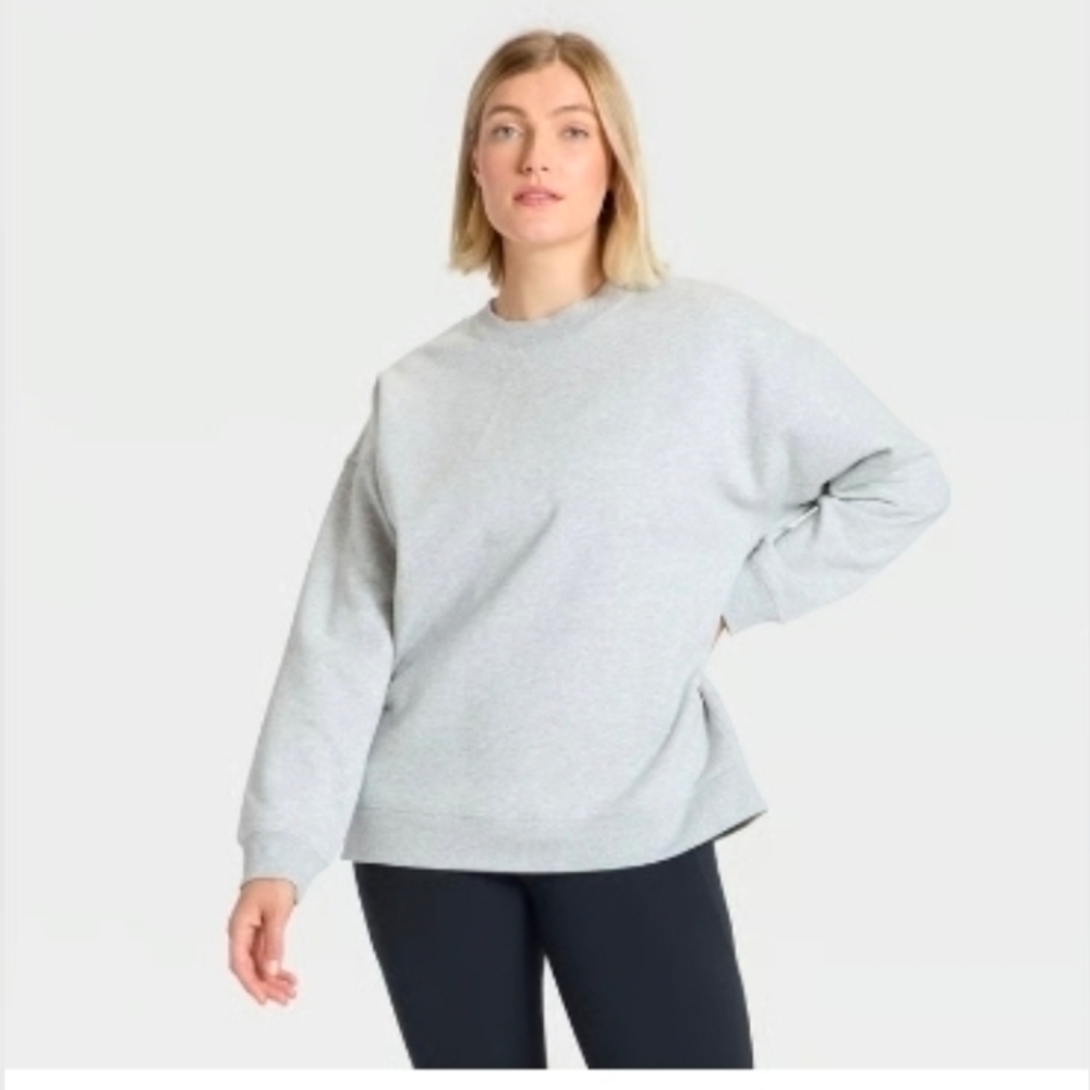 All In Motion Women's Active Comfort Oversized Crewneck Sweatshirt HeatheredGray